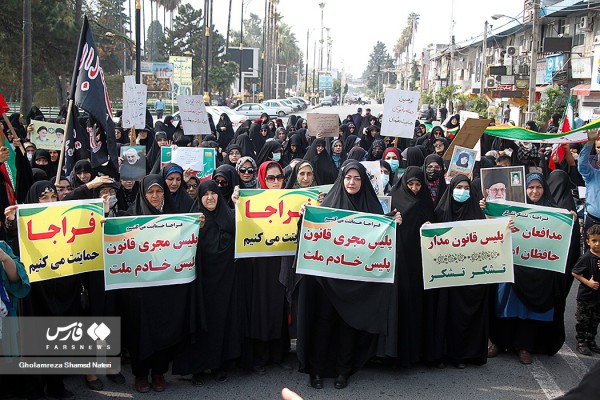 راهپیمایی مردم نوشهر علیه آشوب و حمایت از پلیس