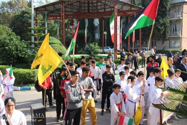 تجمع جامعه ورزش مازندران در محکومیت جنایات رژیم  صهیونیستی
