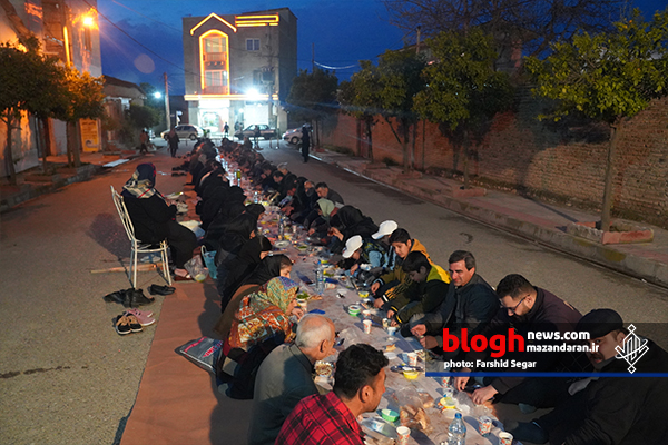طولانی ترین سفره افطاری مازندران در روستای ریحان‌آباد گلوگاه