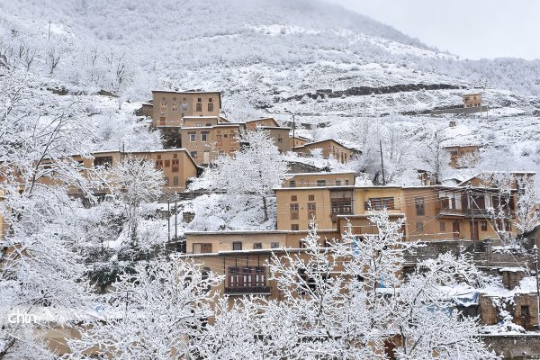 بارش برف زمستانی در شهر تاریخی ماسوله